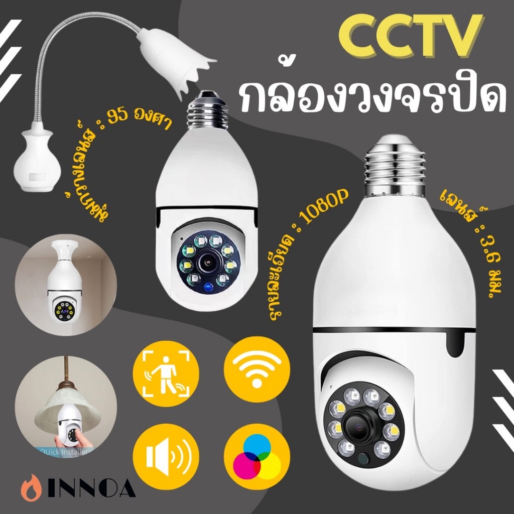 ?พร้อมส่ง?E27กล้องวงจรปิด IP 1080HD กล้องวงจรปิดไร้สาย wifi IP ติดตามอัตโนมัติ กล้องหลอดไฟ 5G หลอดไฟ wifi CH7788